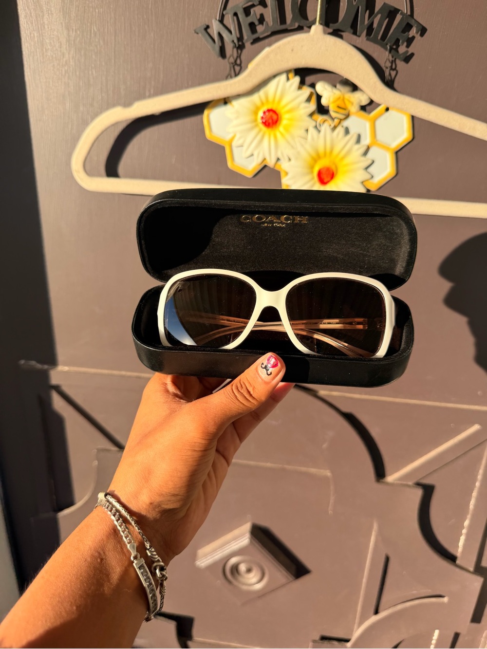 Coach White Frame Sunglasses with Brown Gradient Lenses
